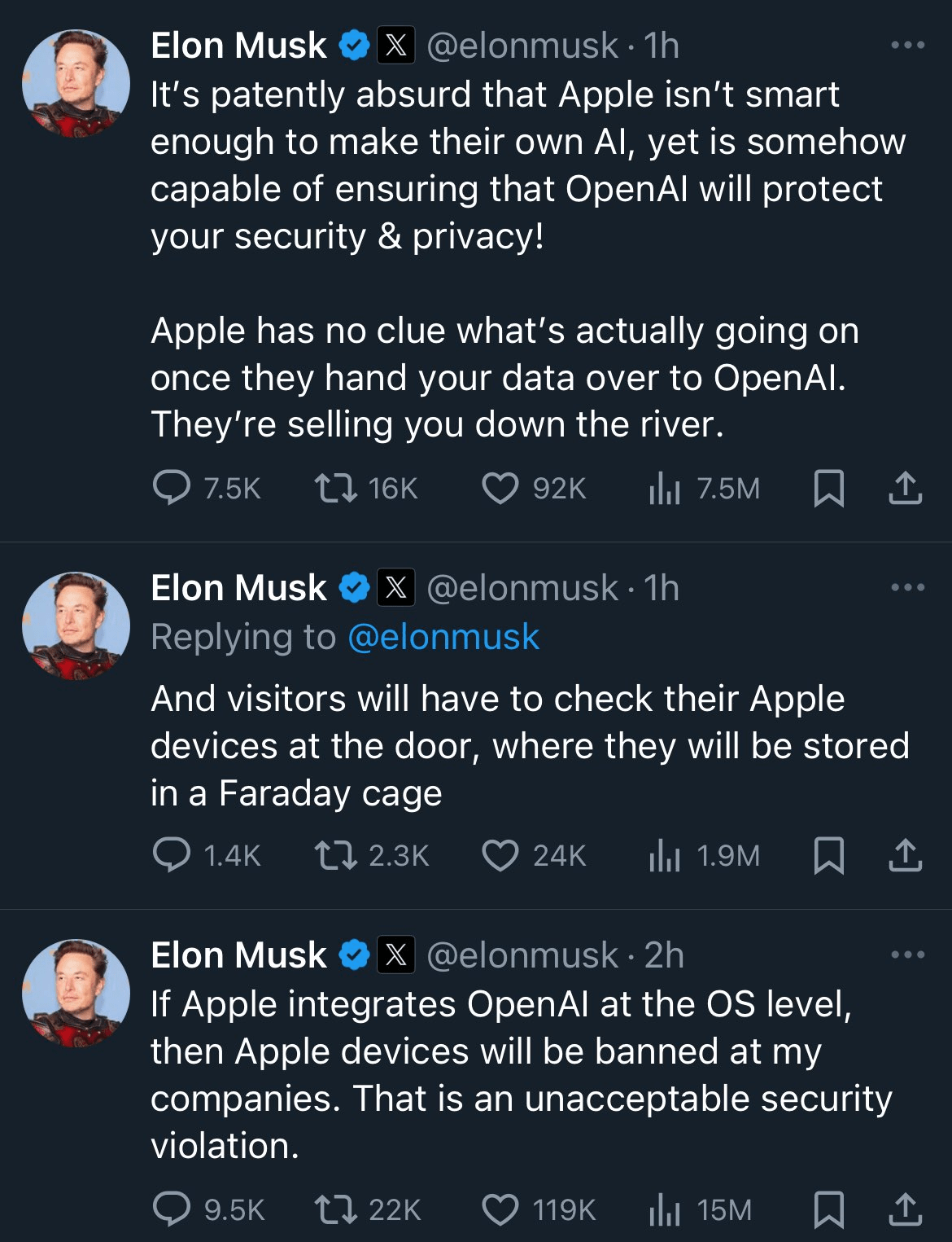 Elon Musk, Apple Cihazlarını OpenAI Entegrasyonu Nedeniyle Yasaklamakla Tehdit Etti